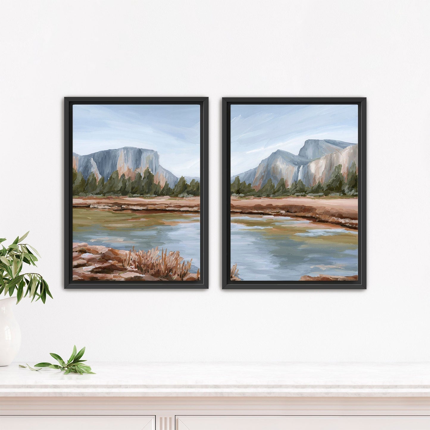 ’Gates of the Valley’ Diptych Art Print || Set 2 - Stretched Canvas / 8x10 in / Black Frame - abstract - Artwork