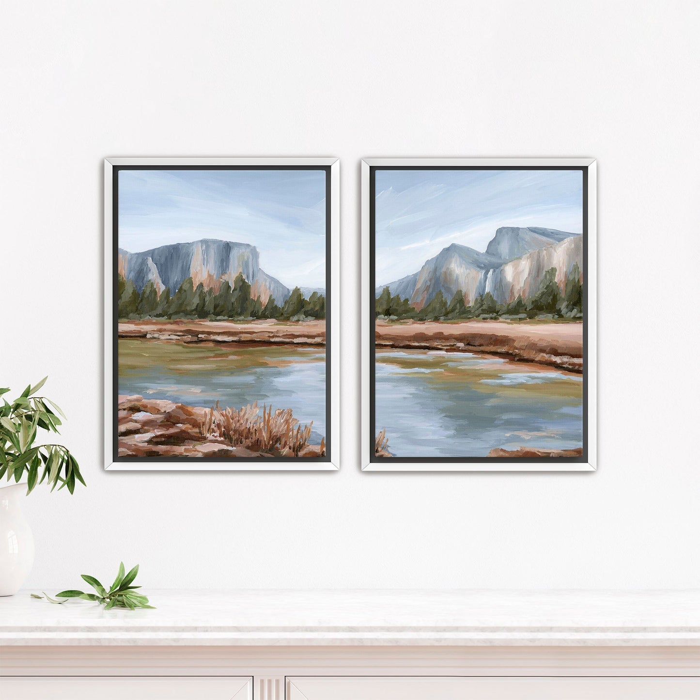 ’Gates of the Valley’ Diptych Art Print || Set 2 - Stretched Canvas / 8x10 in / White Frame - abstract - Artwork