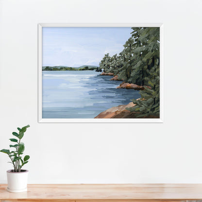 ’Gathering Place’ Art Print - Paper / 5x7 in / White Frame - Lake Landscape Wall - abstract - Artwork