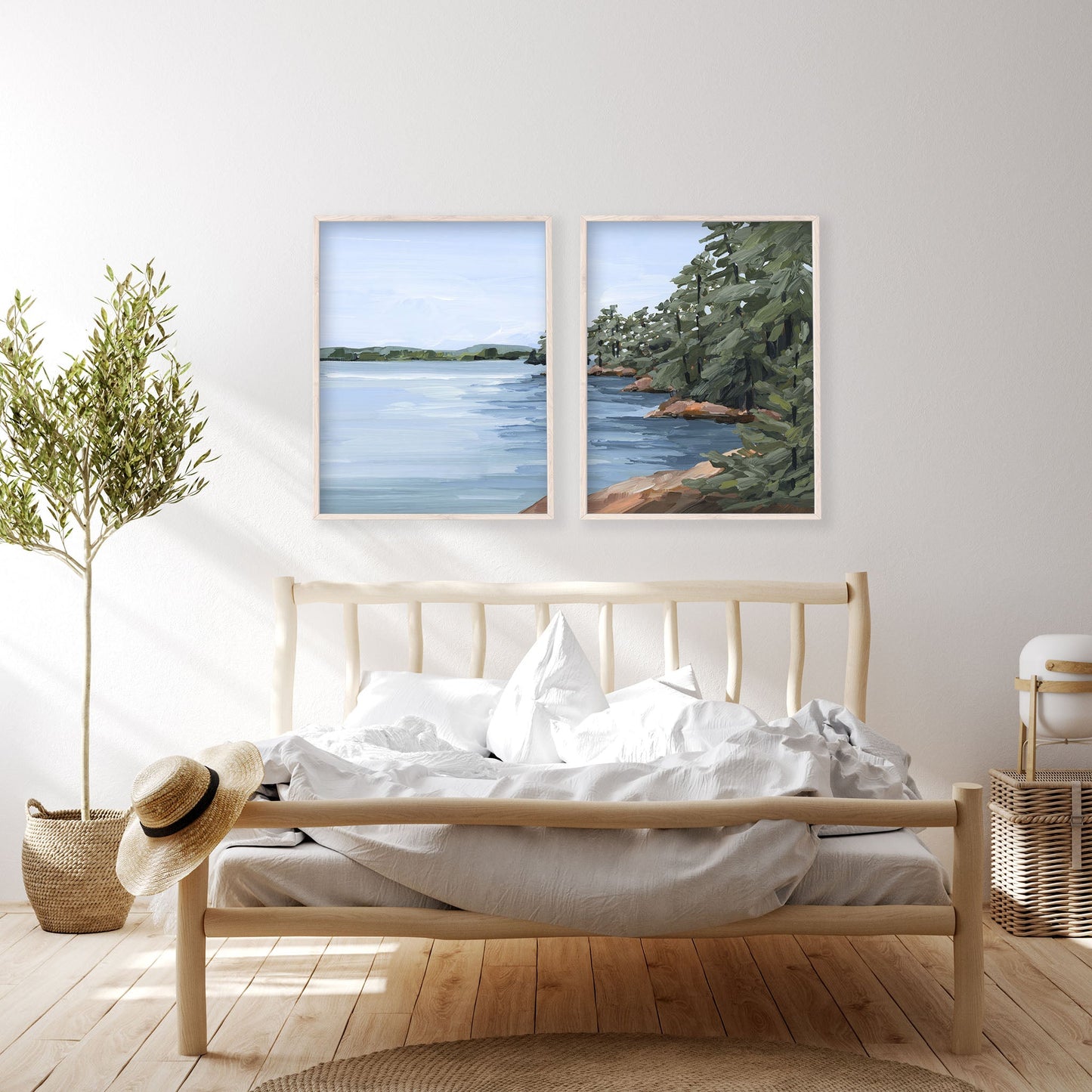 ’Gathering Place’ Diptych Art Print || Set of 2 - abstract - Artwork - Lake