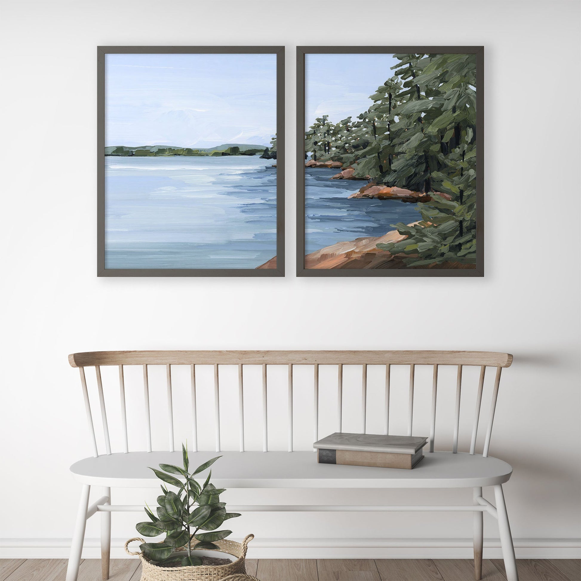 ’Gathering Place’ Diptych Art Print || Set of 2 - abstract - Artwork - Lake