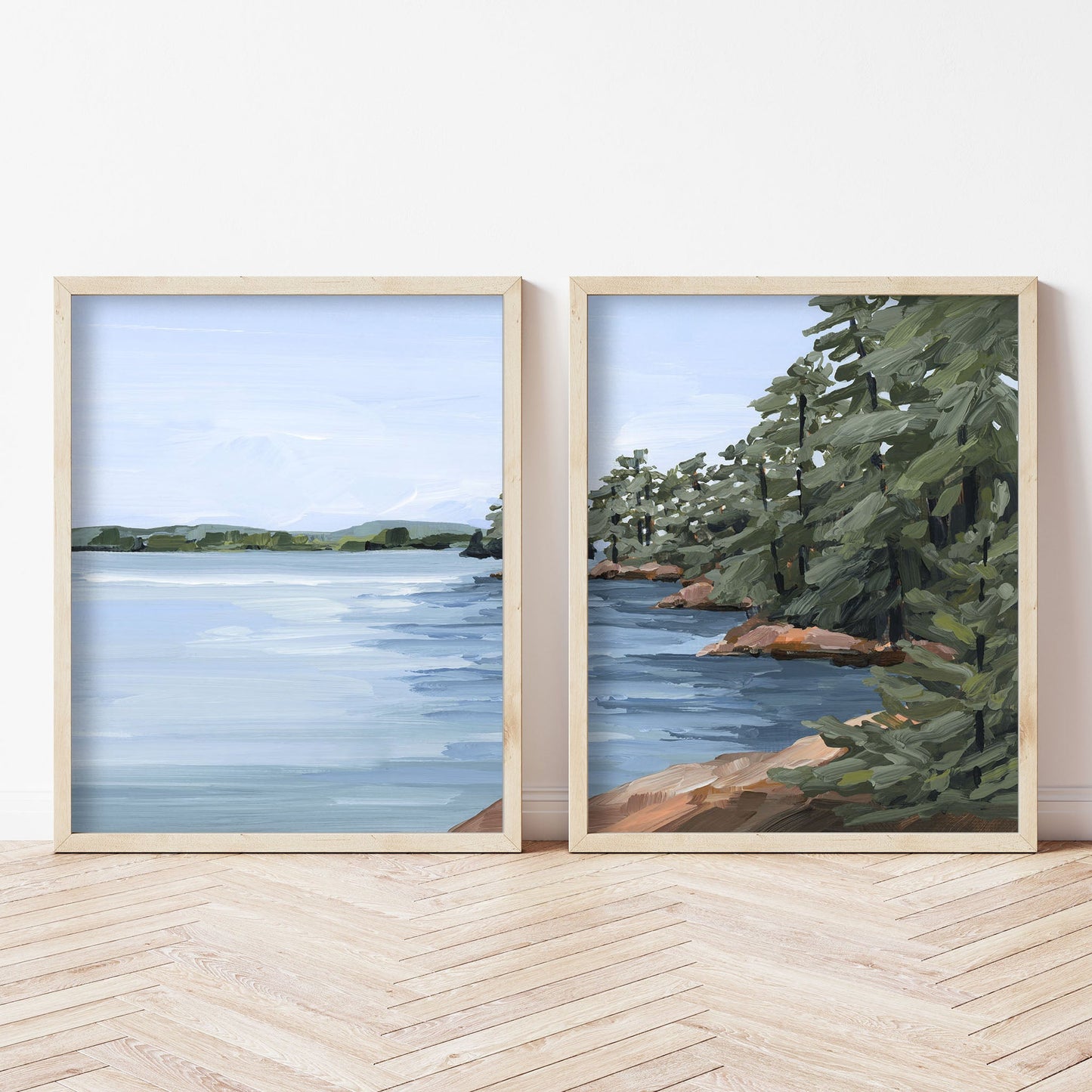 ’Gathering Place’ Diptych Art Print || Set of 2 - abstract - Artwork - Lake