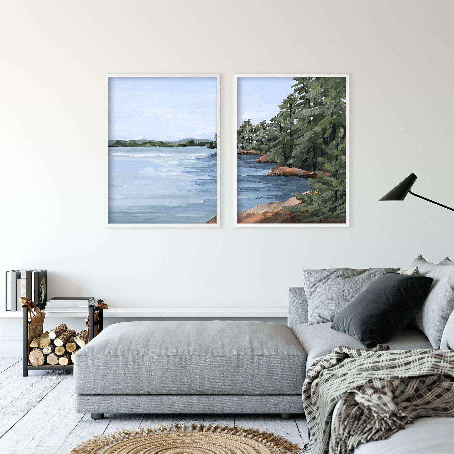 ’Gathering Place’ Diptych Art Print || Set of 2 - abstract - Artwork - Lake