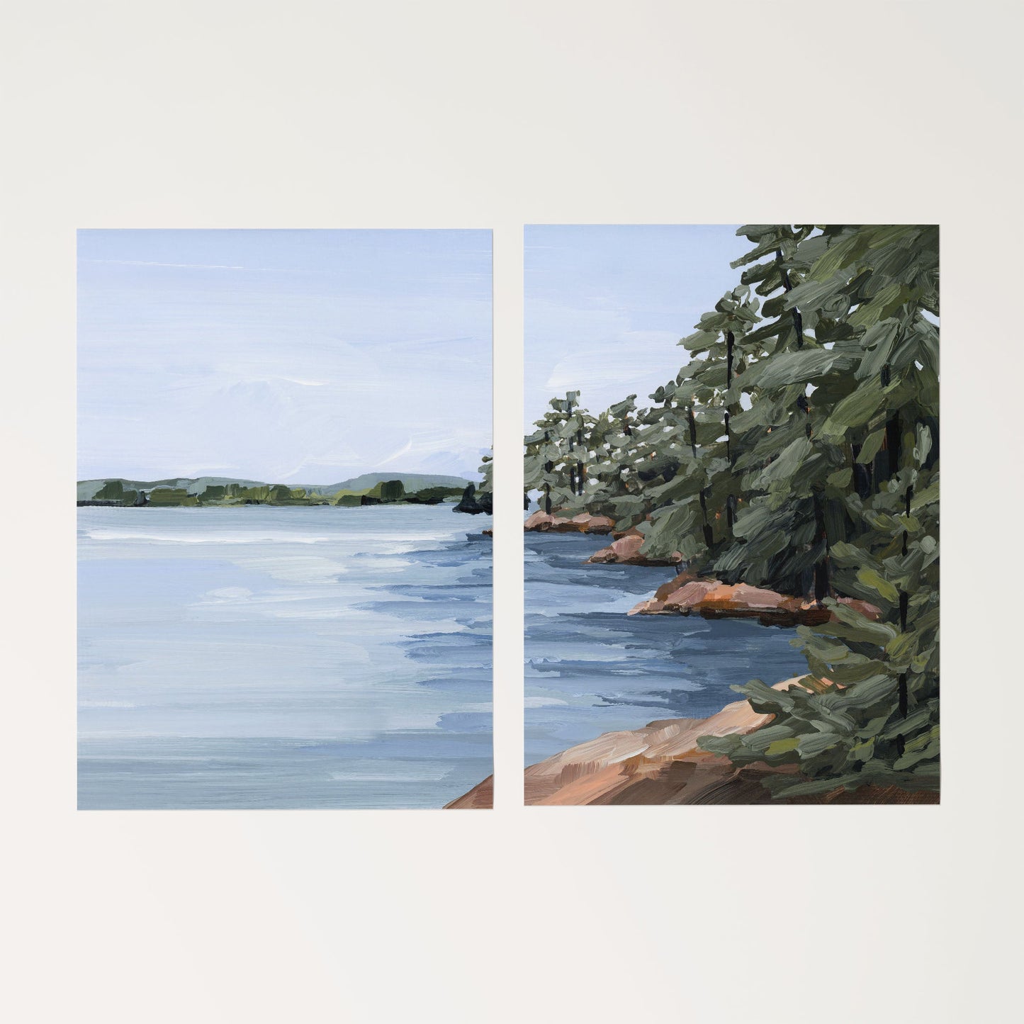 ’Gathering Place’ Diptych Art Print || Set of 2 - Rolled Canvas / 8x10 in / No Frame - abstract - Artwork - Lake