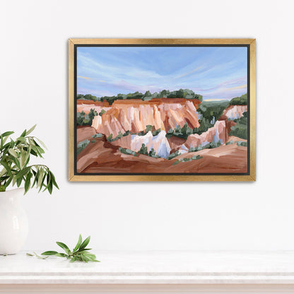 ’Georgia Red’ Art Print - Stretched Canvas / 8x10 in / Gold Frame - Little Grand Canyon Landscape Painting - canyon