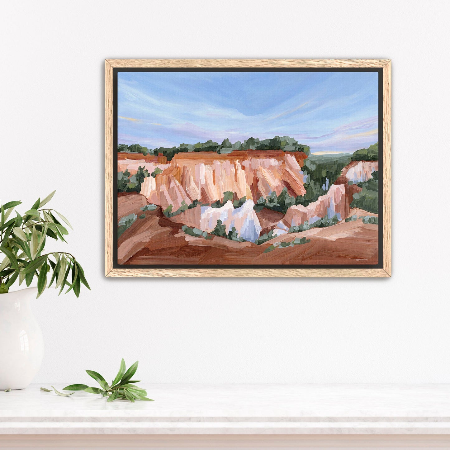 ’Georgia Red’ Art Print - Stretched Canvas / 8x10 in / Oak Frame - Little Grand Canyon Landscape Painting - canyon