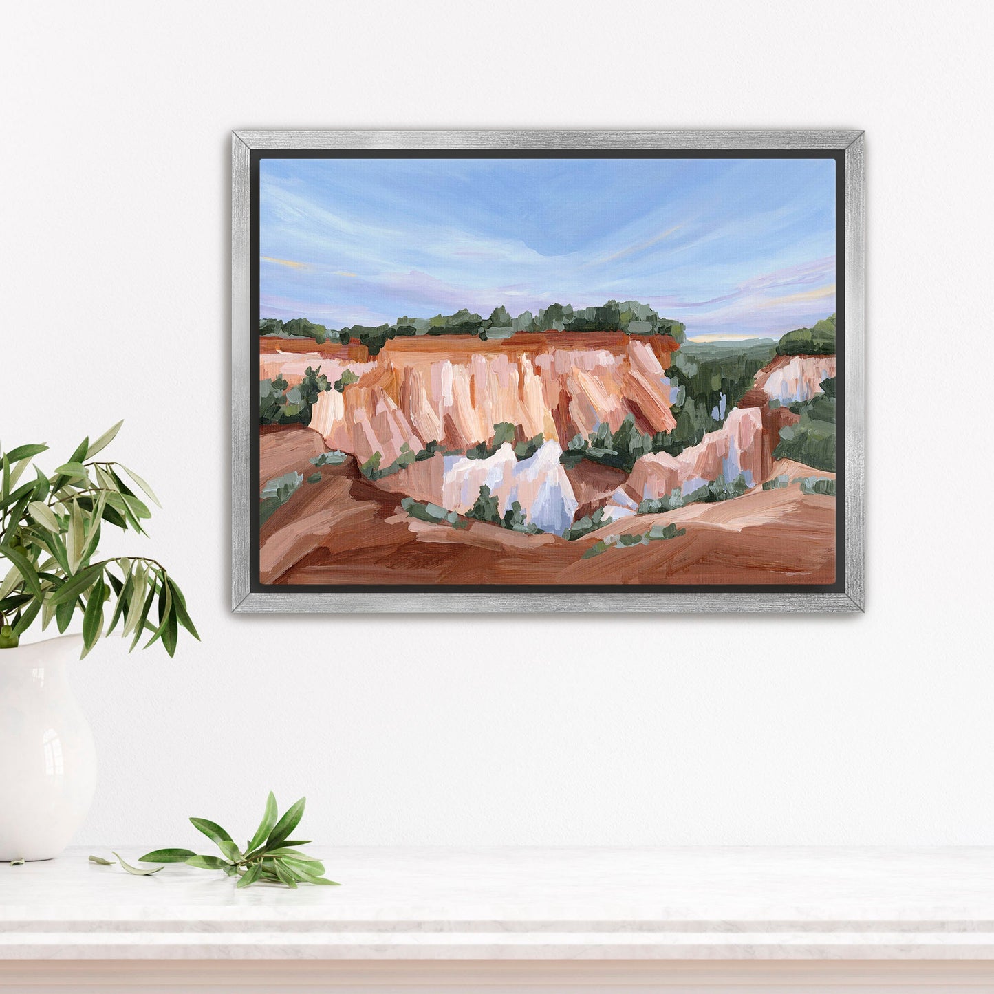 ’Georgia Red’ Art Print - Stretched Canvas / 8x10 in / Silver Frame - Little Grand Canyon Landscape Painting