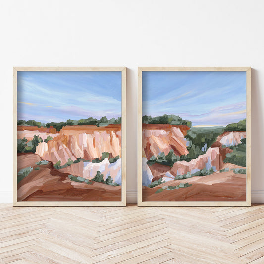 ’Georgia Red’ Diptych Art Print || Set of 2 - abstract - Artwork - canyon