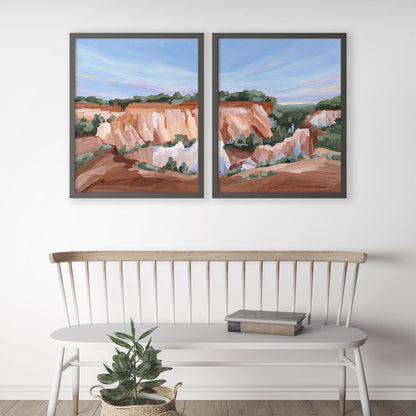 ’Georgia Red’ Diptych Art Print || Set of 2 - abstract - Artwork - canyon