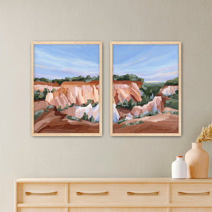 ’Georgia Red’ Diptych Art Print || Set of 2 - Paper / 5x7 in / Oak Frame - abstract - Artwork - canyon