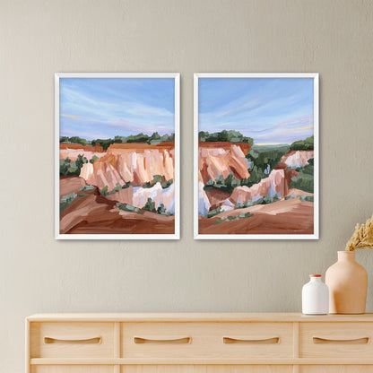 ’Georgia Red’ Diptych Art Print || Set of 2 - Paper / 5x7 in / White Frame - abstract - Artwork - canyon