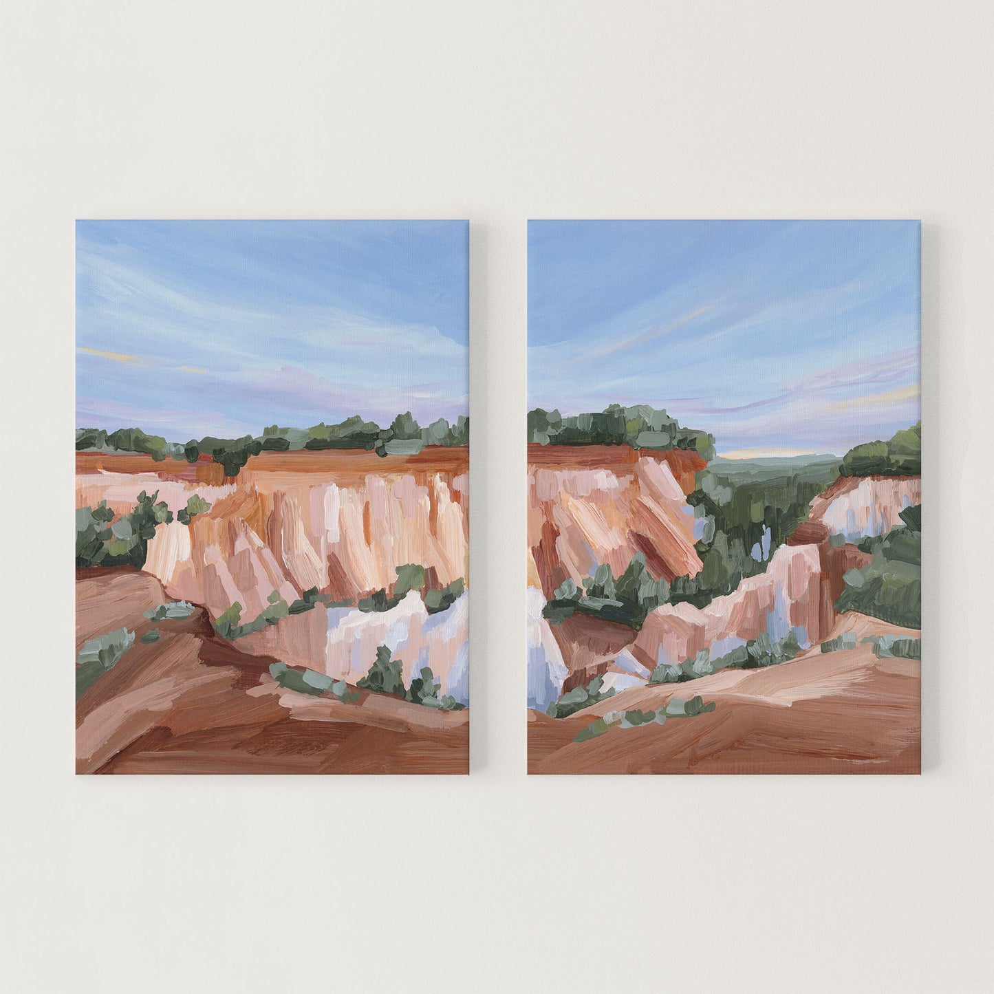 ’Georgia Red’ Diptych Art Print || Set of 2 - Stretched Canvas / 8x10 in / No Frame - abstract - Artwork - canyon