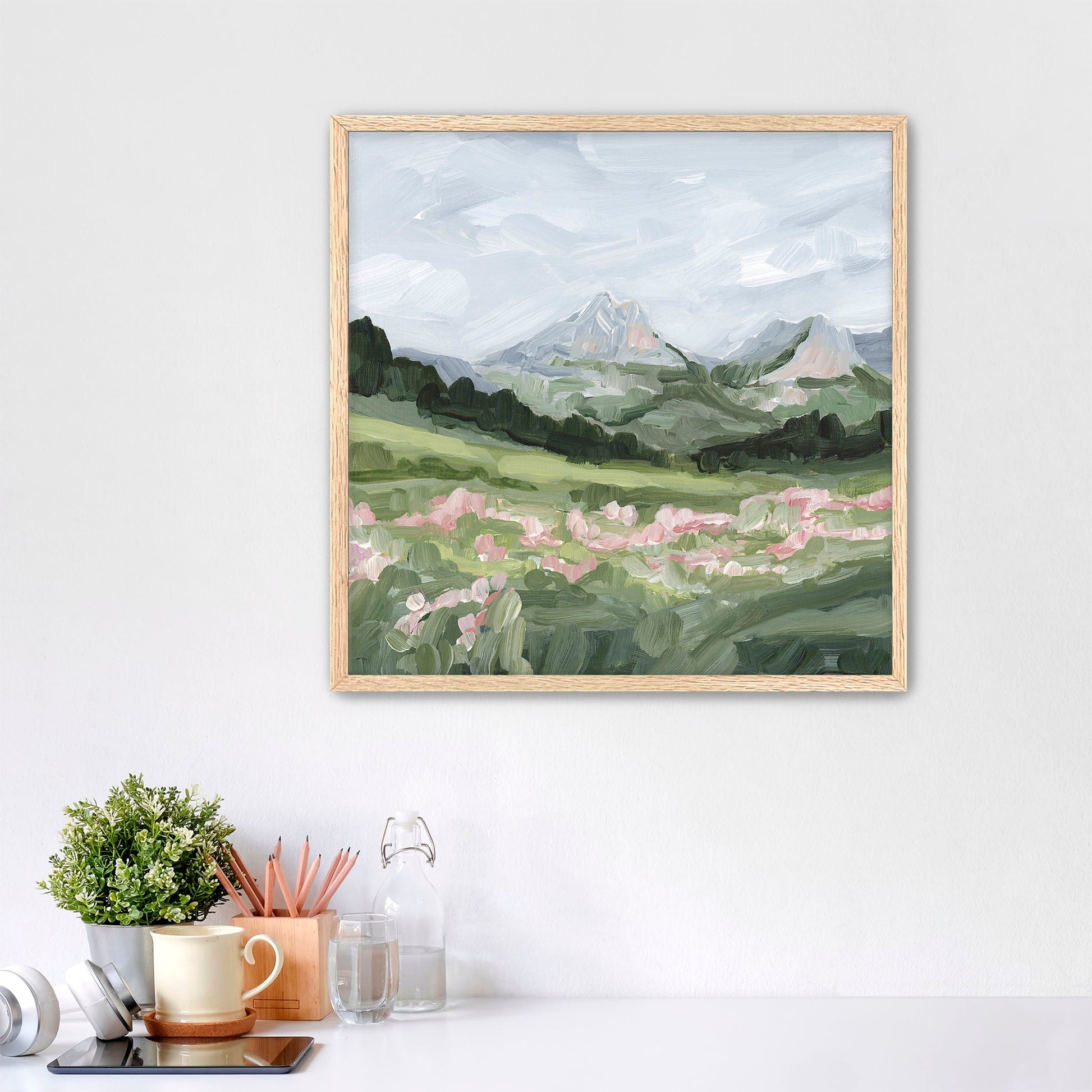 ’Glacier Views’ Art Print - Paper / 10x10 in / Oak Frame - Glacier National Park Wall - Artwork - Landscape