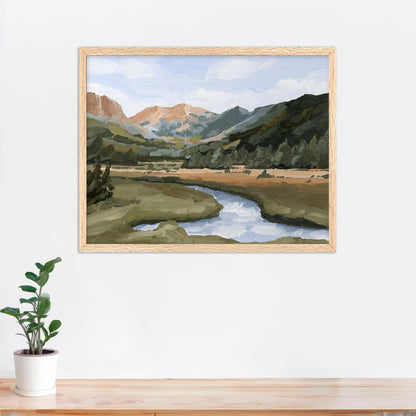 ’Grand Lake’ Art Print - Paper / 5x7 in / Oak Frame - Colorado Mountain Wall - abstract - Artwork - Autumn