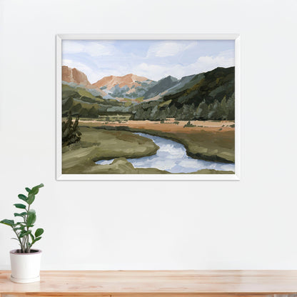 ’Grand Lake’ Art Print - Paper / 5x7 in / White Frame - Colorado Mountain Wall - abstract - Artwork - Autumn