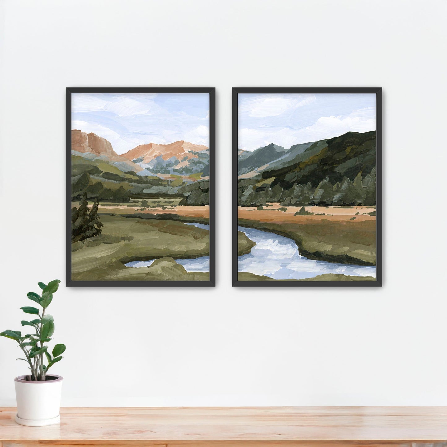 ’Grand Lake’ Diptych Art Print || Set of 2 - Paper / 5x7 in / Black Frame - abstract - Artwork - Colorado