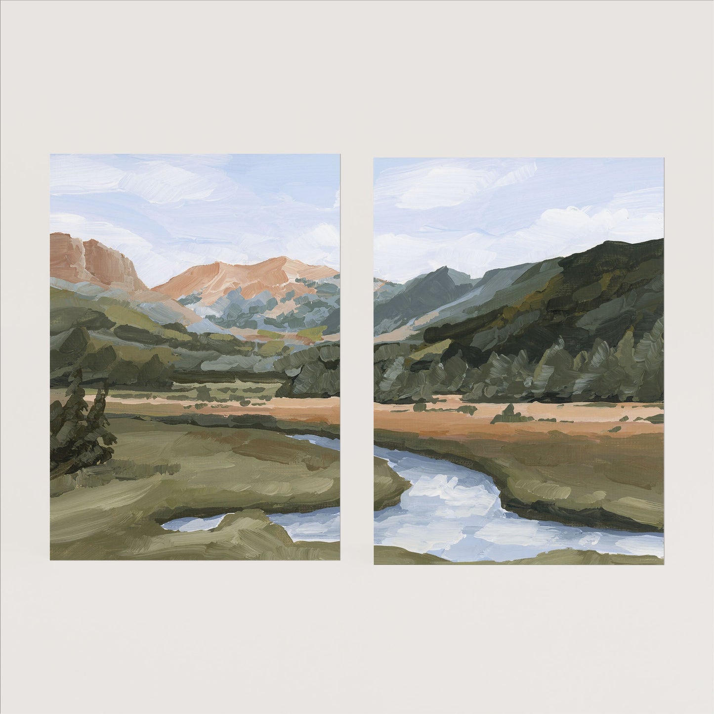 ’Grand Lake’ Diptych Art Print || Set of 2 - Paper / 5x7 in / No Frame - abstract - Artwork - Colorado