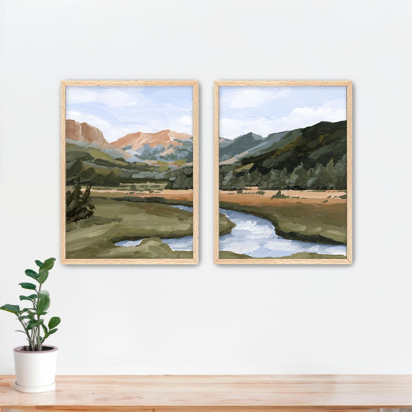 ’Grand Lake’ Diptych Art Print || Set of 2 - Paper / 5x7 in / Oak Frame - abstract - Artwork - Colorado