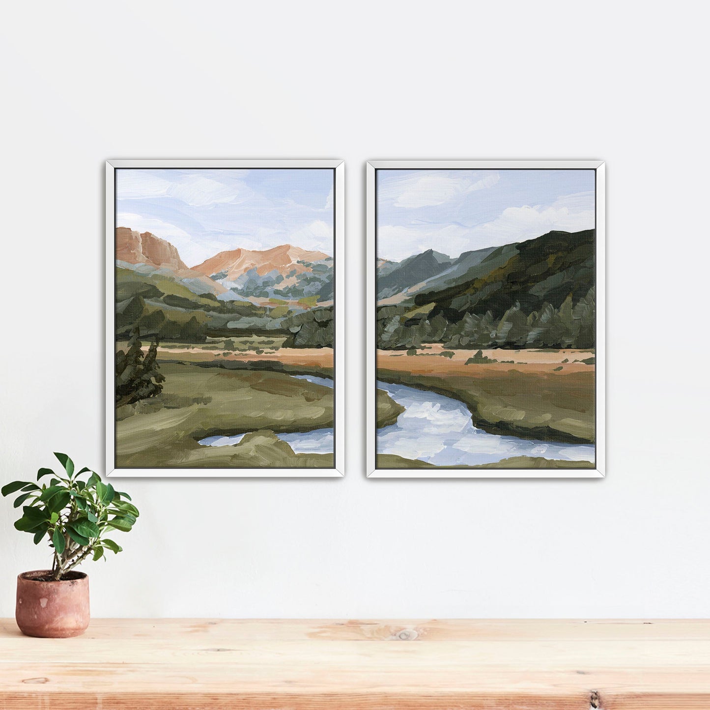 ’Grand Lake’ Diptych Art Print || Set of 2 - Stretched Canvas / 8x10 in / White Frame - abstract - Artwork - Colorado
