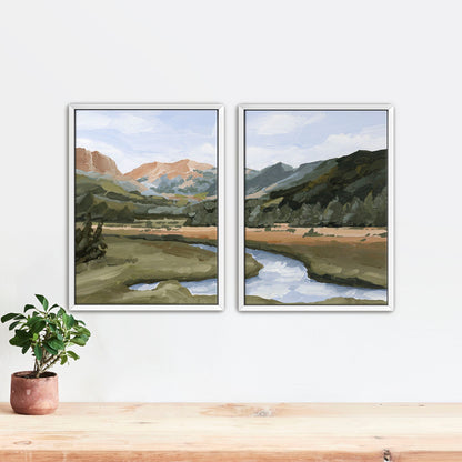 ’Grand Lake’ Diptych Art Print || Set of 2 - Stretched Canvas / 8x10 in / White Frame - abstract - Artwork - Colorado