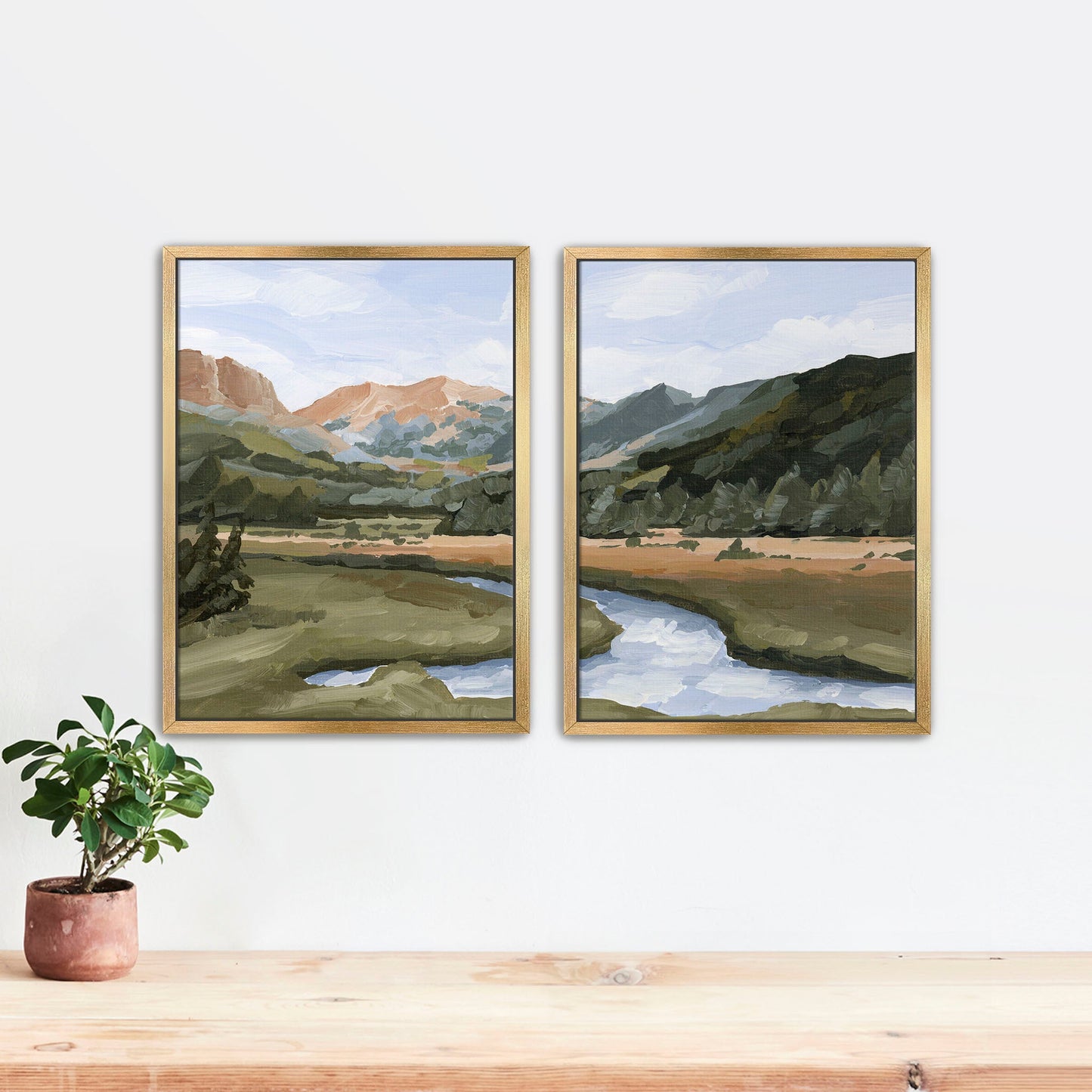 ’Grand Lake’ Diptych Art Print || Set of 2 - Stretched Canvas / 8x10 in / Gold Frame - abstract - Artwork - Colorado