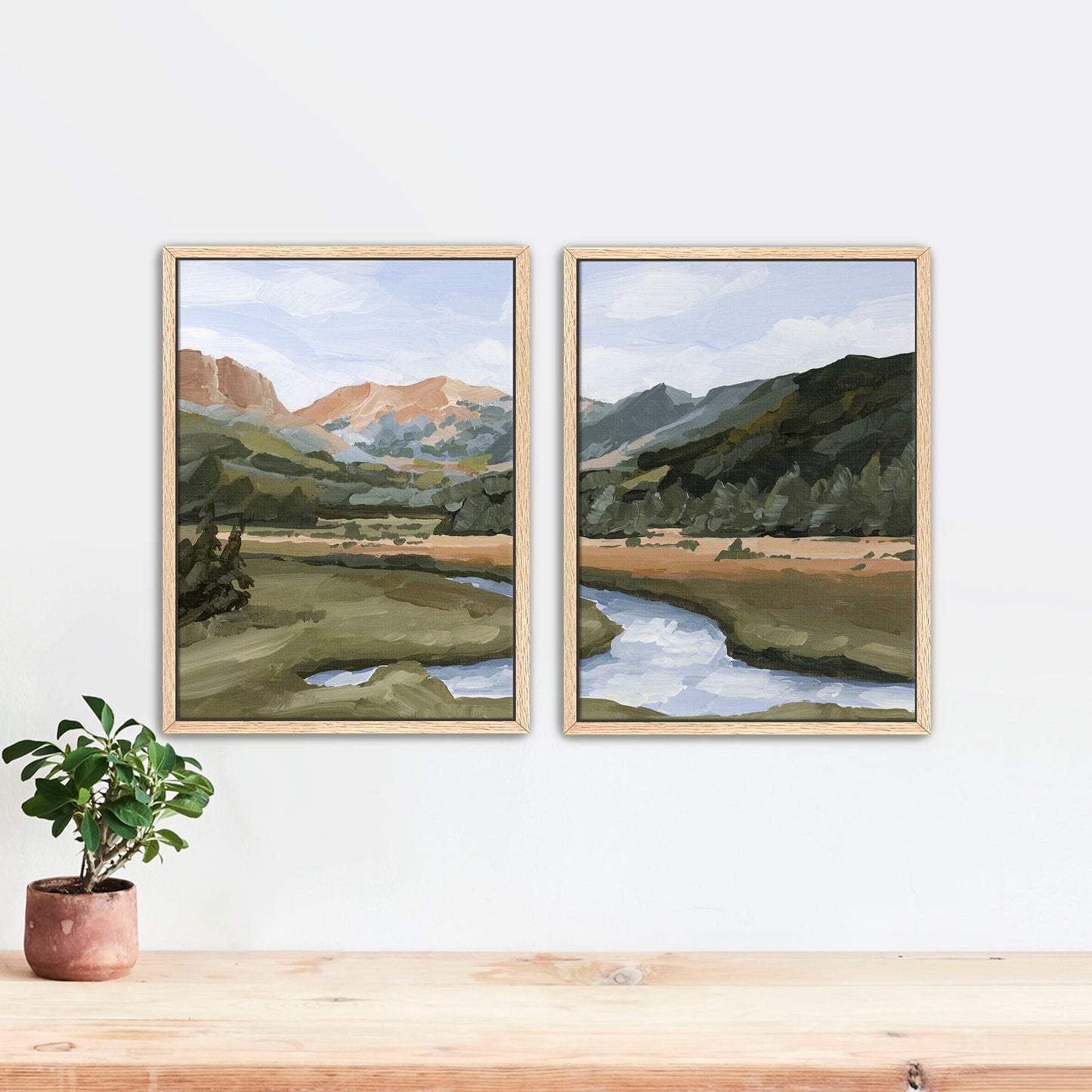 ’Grand Lake’ Diptych Art Print || Set of 2 - Stretched Canvas / 8x10 in / Oak Frame - abstract - Artwork - Colorado