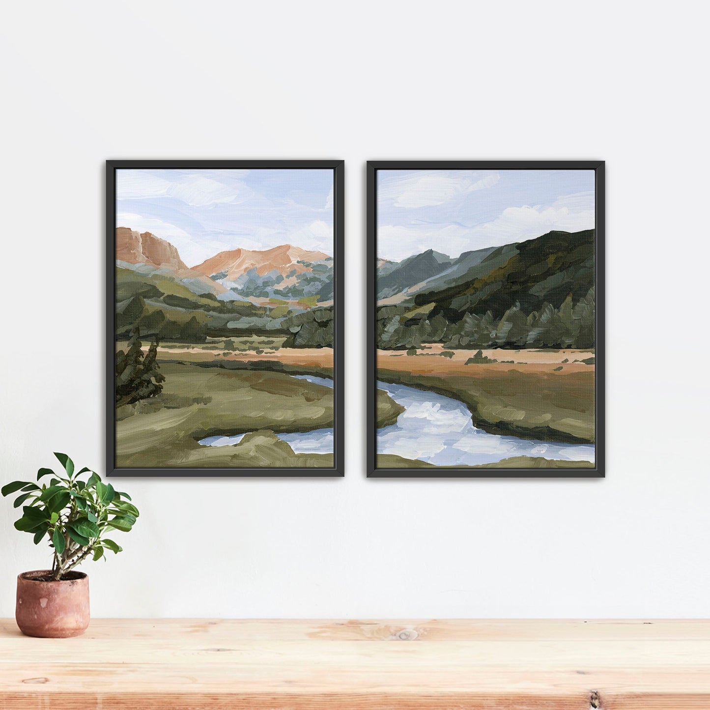 ’Grand Lake’ Diptych Art Print || Set of 2 - Stretched Canvas / 8x10 in / Black Frame - abstract - Artwork - Colorado
