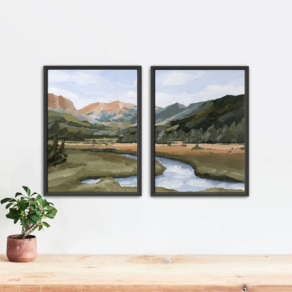 ’Grand Lake’ Diptych Art Print || Set of 2 - Stretched Canvas / 8x10 in / Black Frame - abstract - Artwork - Colorado