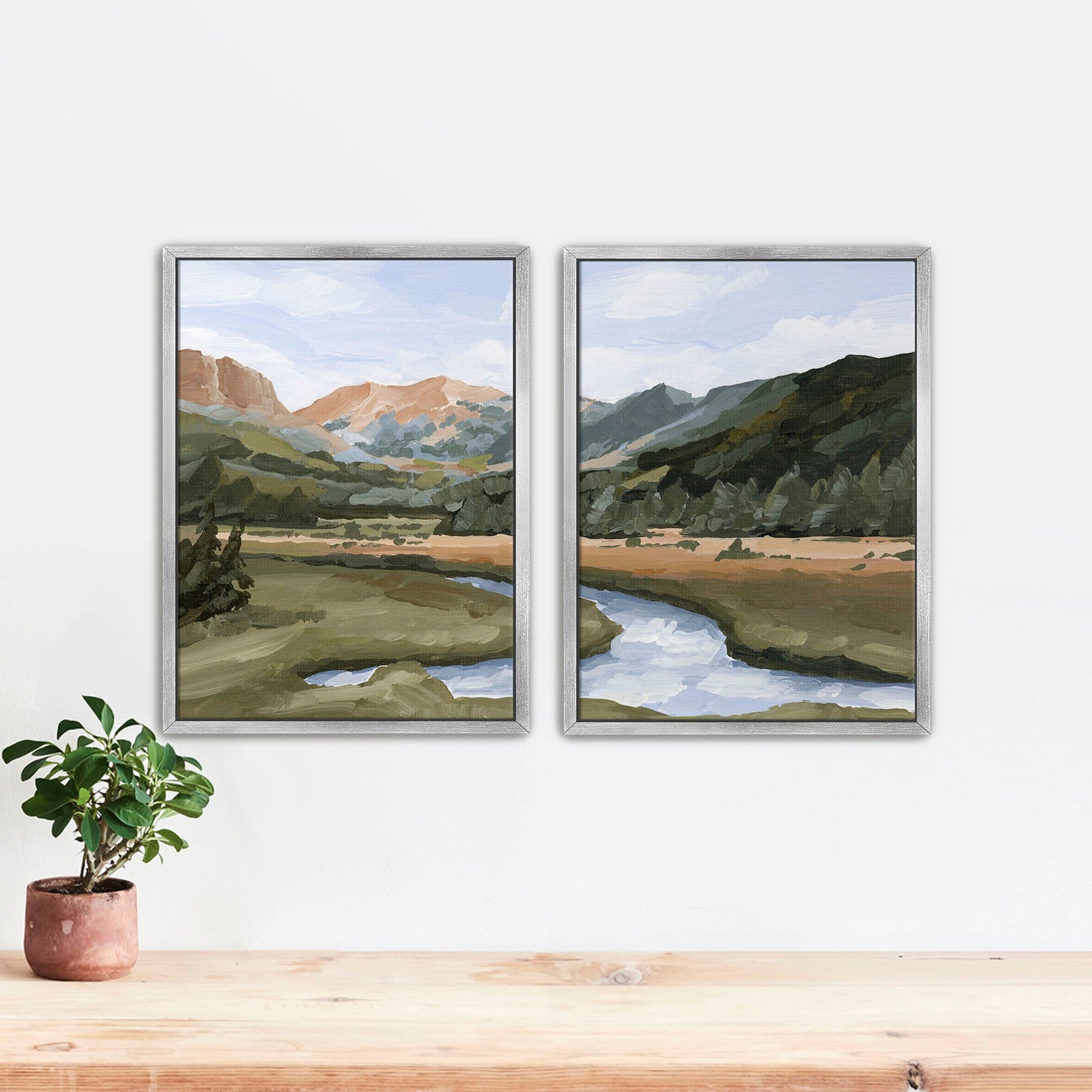 ’Grand Lake’ Diptych Art Print || Set of 2 - Stretched Canvas / 8x10 in / Silver Frame - abstract - Artwork - Colorado