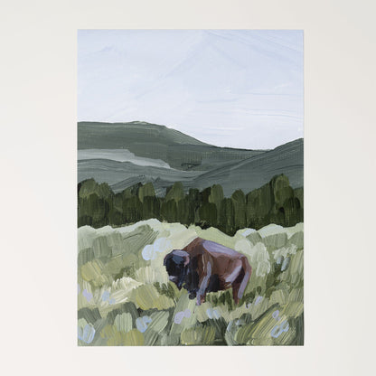 ’Grazing in Yellowstone’ Art Print - Rolled Canvas / 8x10 / No Frame - Yellowstone National Park - animals