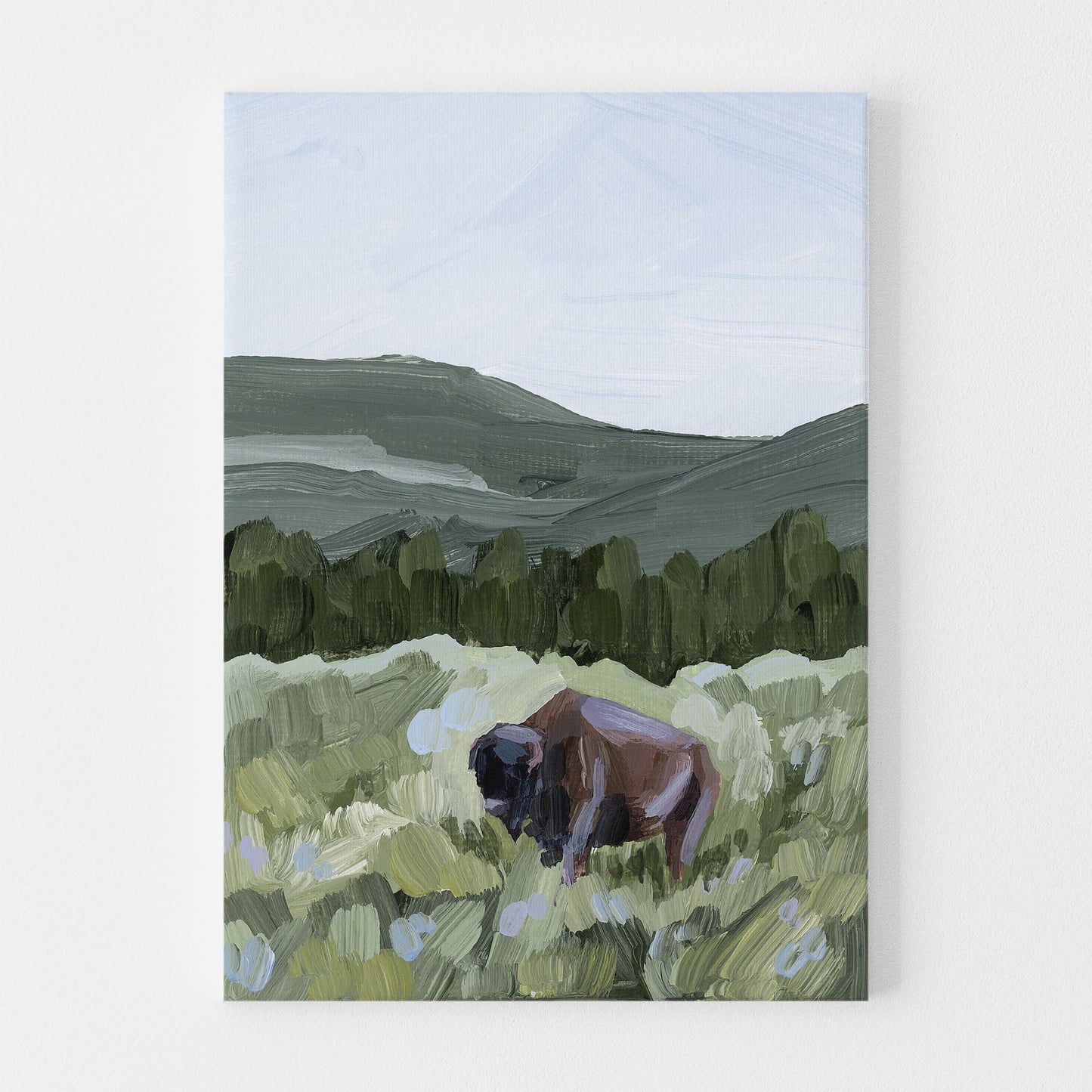 ’Grazing in Yellowstone’ Art Print - Stretched Canvas / 8x10 / No Frame - Yellowstone National Park - animals