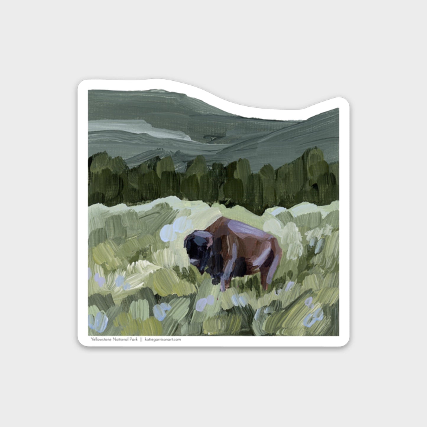 ’Grazing in Yellowstone’ Vinyl Sticker - National Park Decal - animals - Bison - Colorado - Gifts