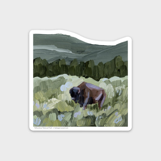 ’Grazing in Yellowstone’ Vinyl Sticker - National Park Decal - animals - Bison - Colorado - Gifts