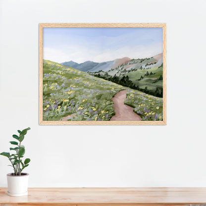 ’High Meadow’ Art Print - Paper / 5x7 in / Oak Frame - Utah Landscape Wall - abstract - Artwork - Flower - Flowers