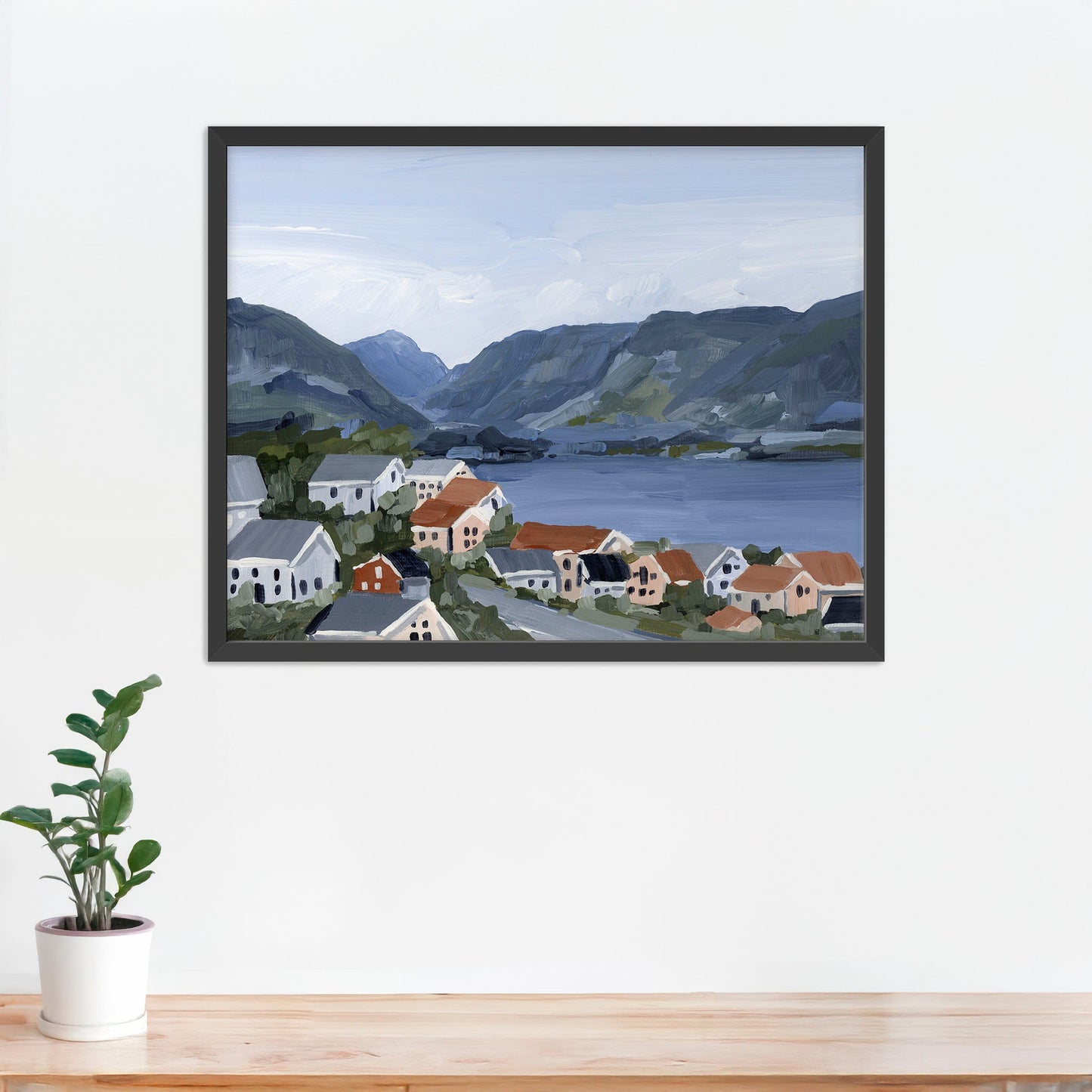 ’Honeymooning’ Art Print - Paper / 5x7 in / Black Frame - Norway Coastal Wall - abstract - Artwork - bay - Building