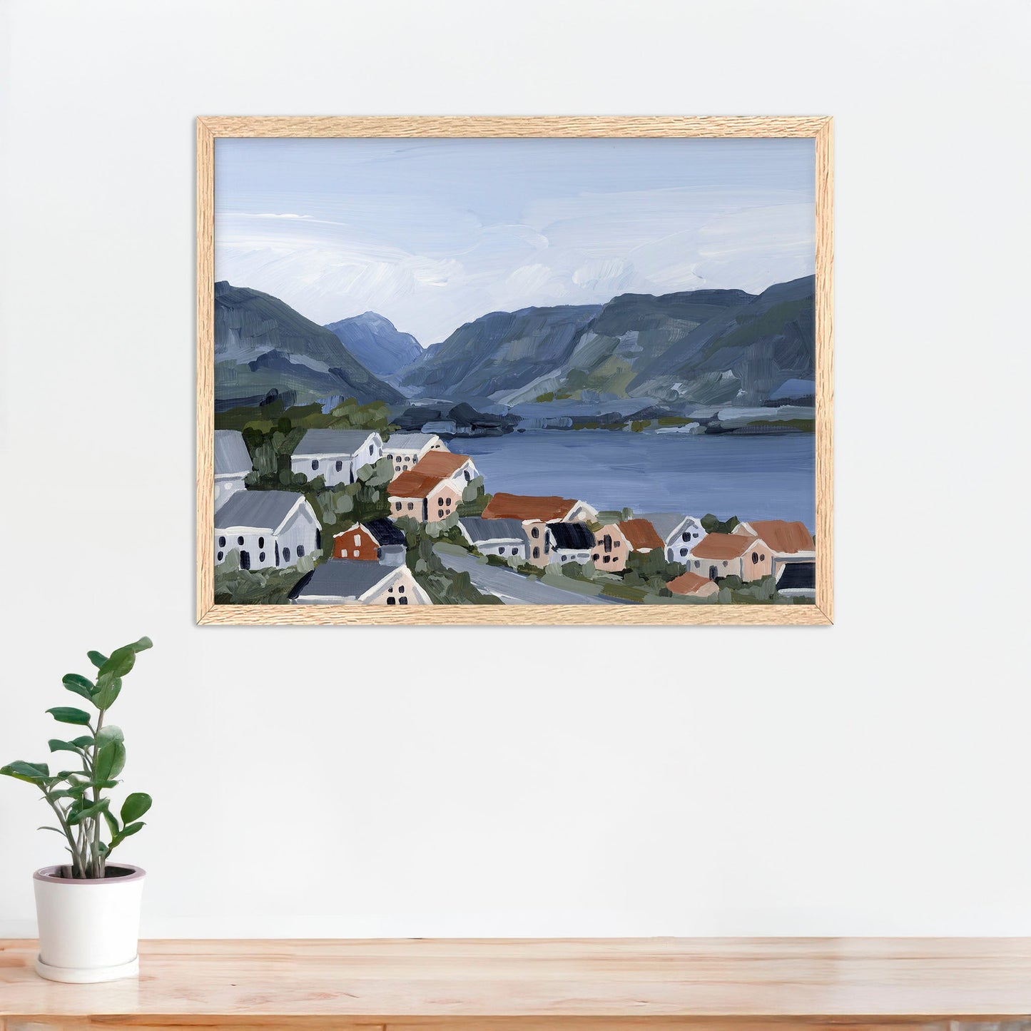 ’Honeymooning’ Art Print - Paper / 5x7 in / Oak Frame - Norway Coastal Wall - abstract - Artwork - bay - Building