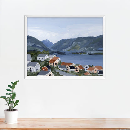 ’Honeymooning’ Art Print - Paper / 5x7 in / White Frame - Norway Coastal Wall - abstract - Artwork - bay - Building