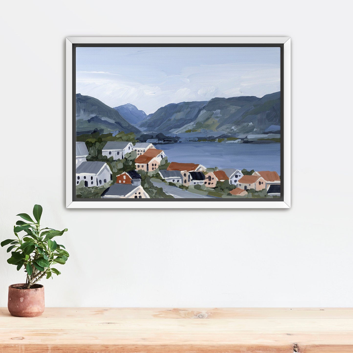 ’Honeymooning’ Art Print - Stretched Canvas / 8x10 in / White Frame - Norway Coastal Wall - abstract - Artwork - bay