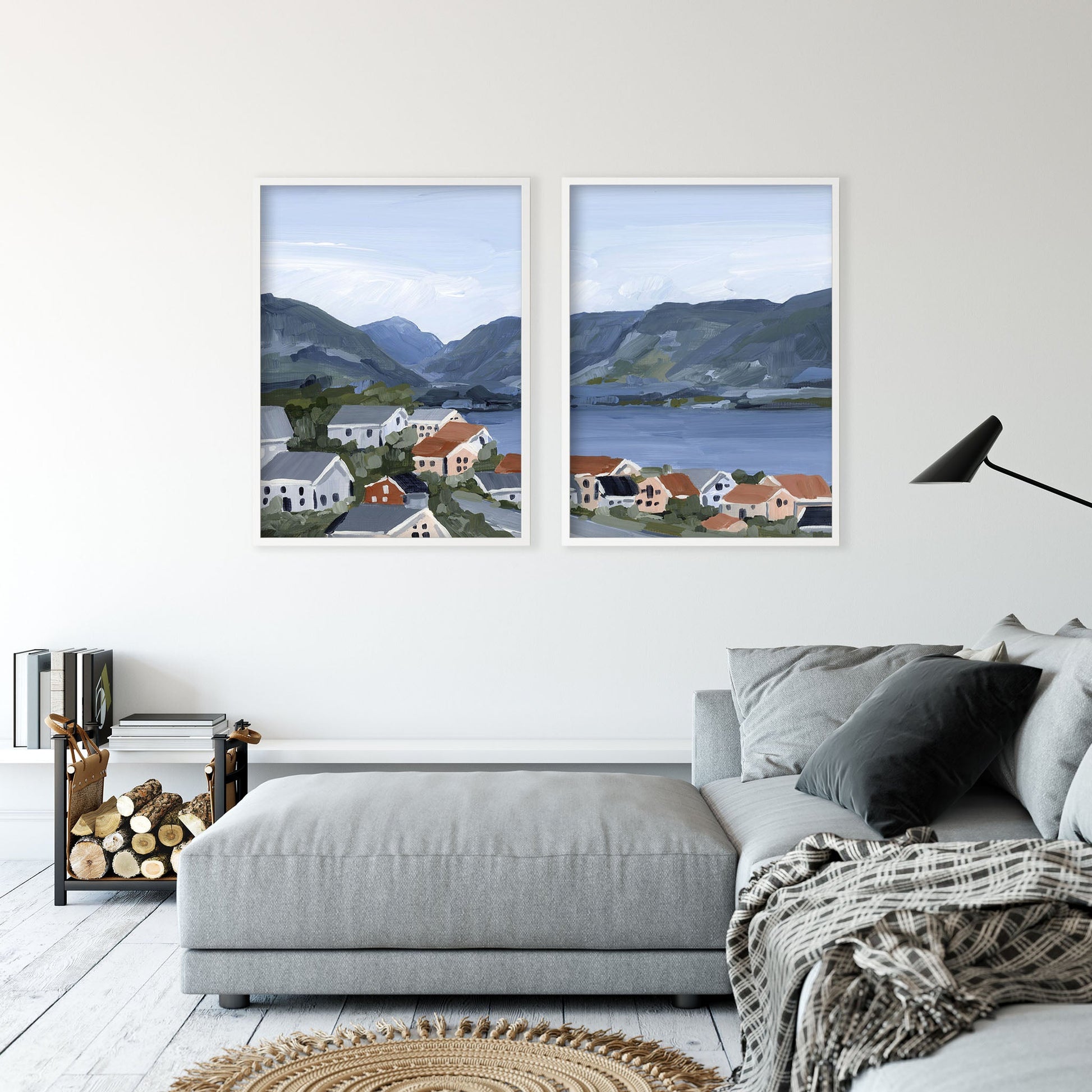 ’Honeymooning’ Diptych Art Print || Set of 2 - abstract - Artwork - Building - buildings