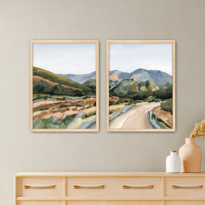 ’Huron Peak’ Diptych Art Print || Set of 2 - Paper / 5x7 in / Oak Frame - abstract - Artwork - Colorado