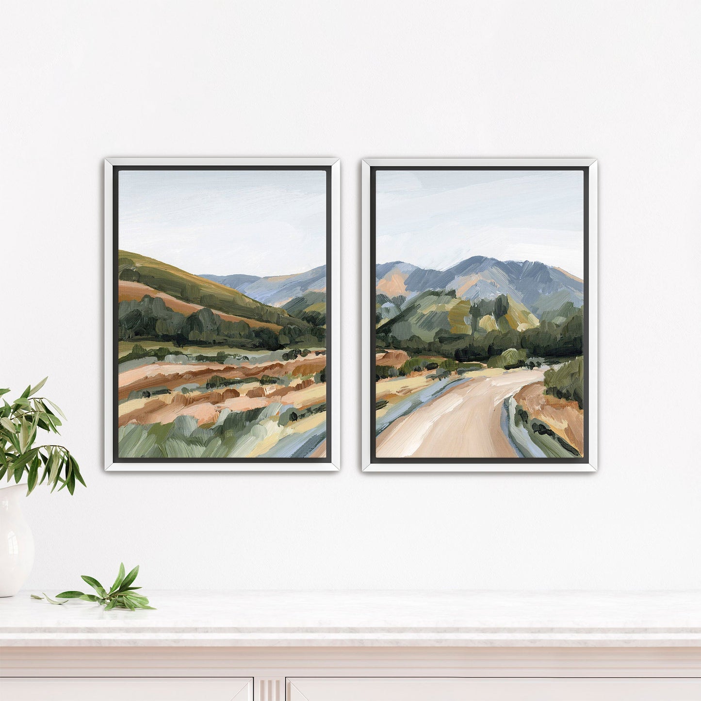 ’Huron Peak’ Diptych Art Print || Set of 2 - Stretched Canvas / 8x10 in / White Frame - abstract - Artwork - Colorado