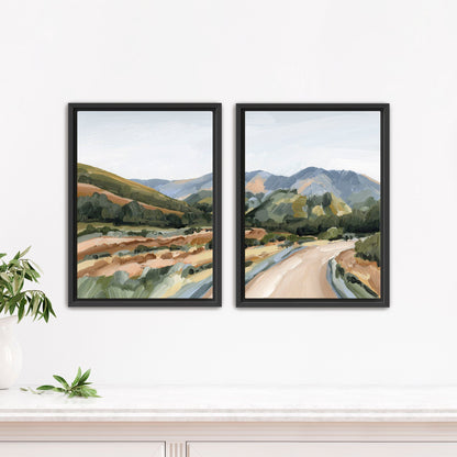 ’Huron Peak’ Diptych Art Print || Set of 2 - Stretched Canvas / 8x10 in / Black Frame - abstract - Artwork - Colorado