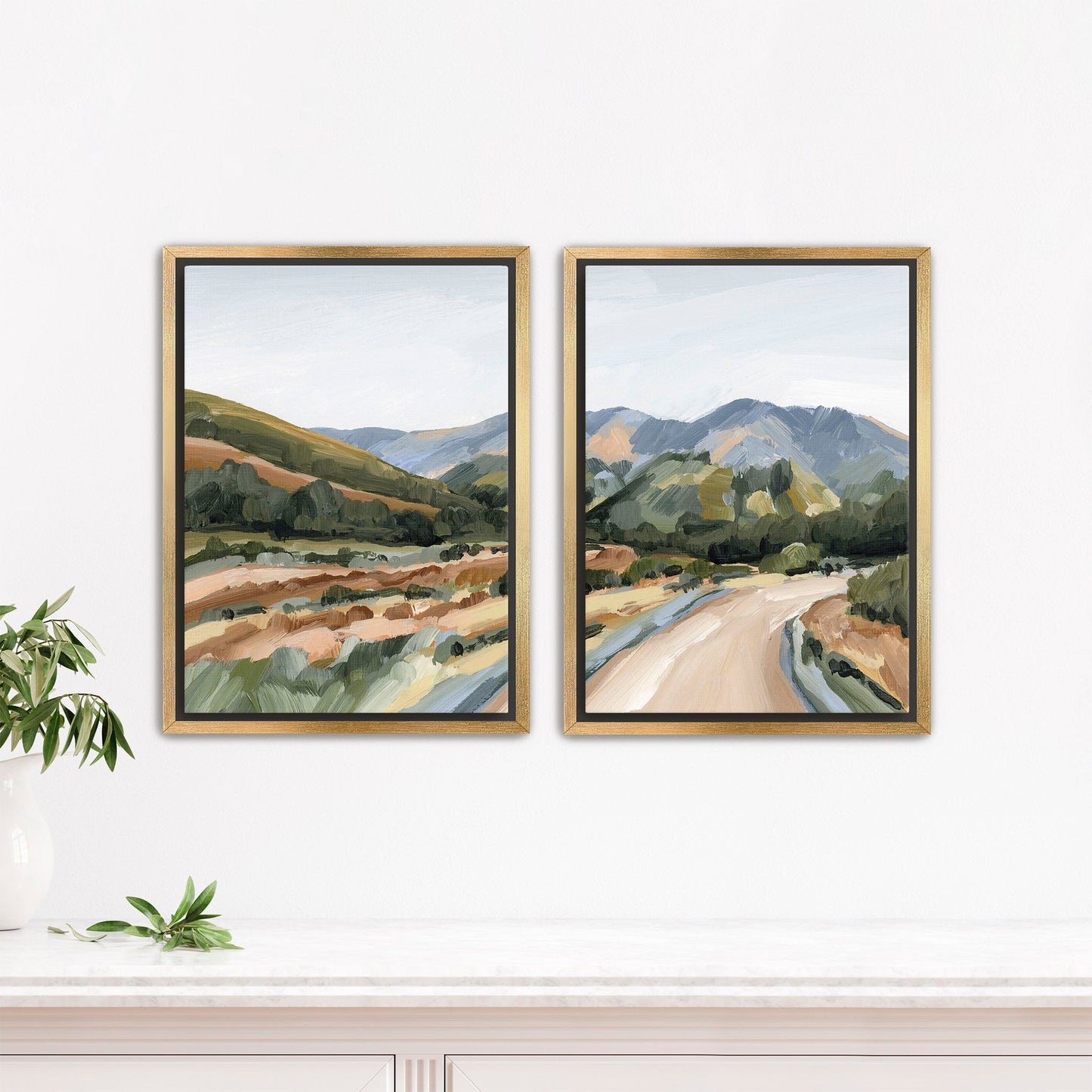 ’Huron Peak’ Diptych Art Print || Set of 2 - Stretched Canvas / 8x10 in / Gold Frame - abstract - Artwork - Colorado