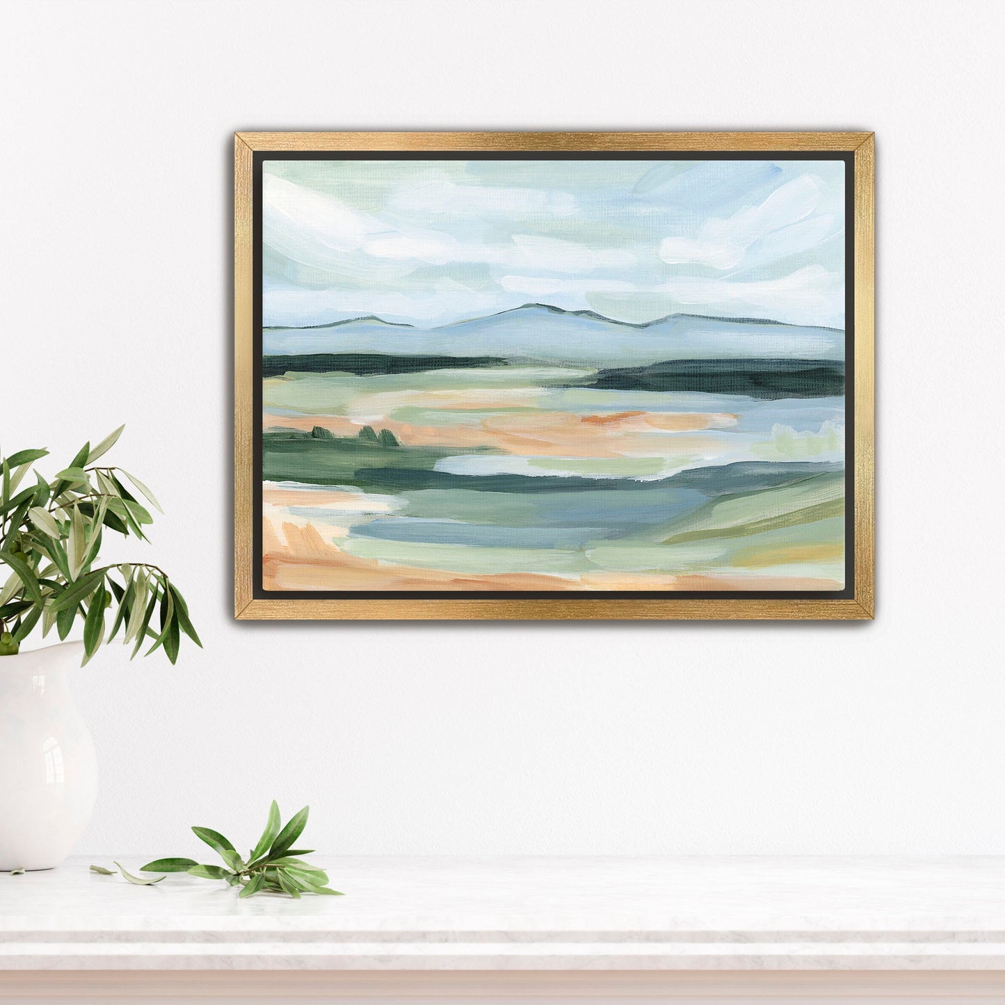 ’Isolation I’ Art Print - Stretched Canvas / 8x10 in / Gold Frame - Abstract Mountain Wall - abstract - Artwork