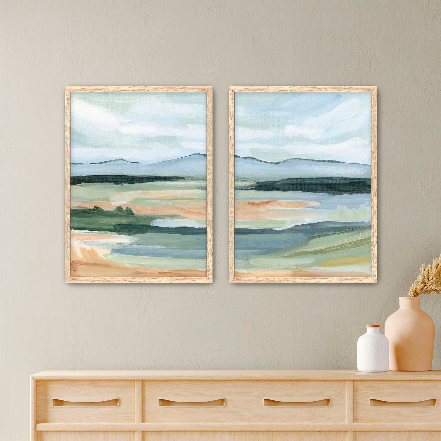 ’Isolation I’ Diptych Art Print || Set of 2 - Paper / 5x7 in / Oak Frame - abstract - Artwork - Colorado - Springs