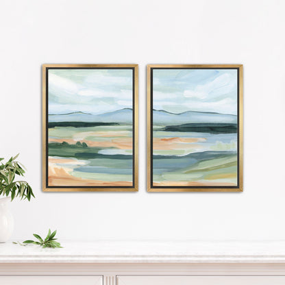 ’Isolation I’ Diptych Art Print || Set of 2 - Stretched Canvas / 8x10 in / Gold Frame - abstract - Artwork - Colorado