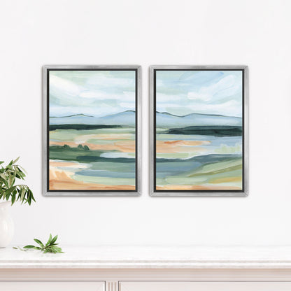 ’Isolation I’ Diptych Art Print || Set of 2 - Stretched Canvas / 8x10 in / Silver Frame - abstract - Artwork