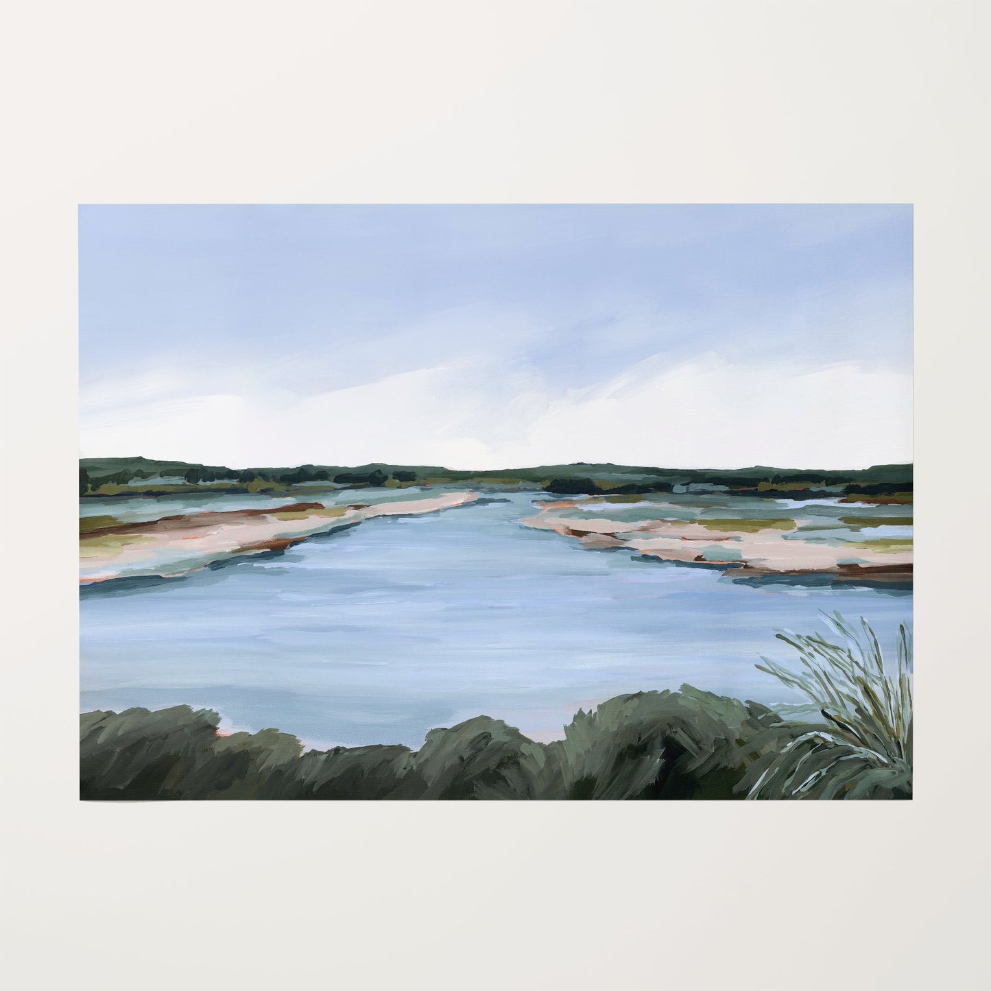 ’Lakeside Dream’ Art Print - Rolled Canvas / 8x10 in / No Frame - Large Landscape Lake Wall - abstract - Artwork