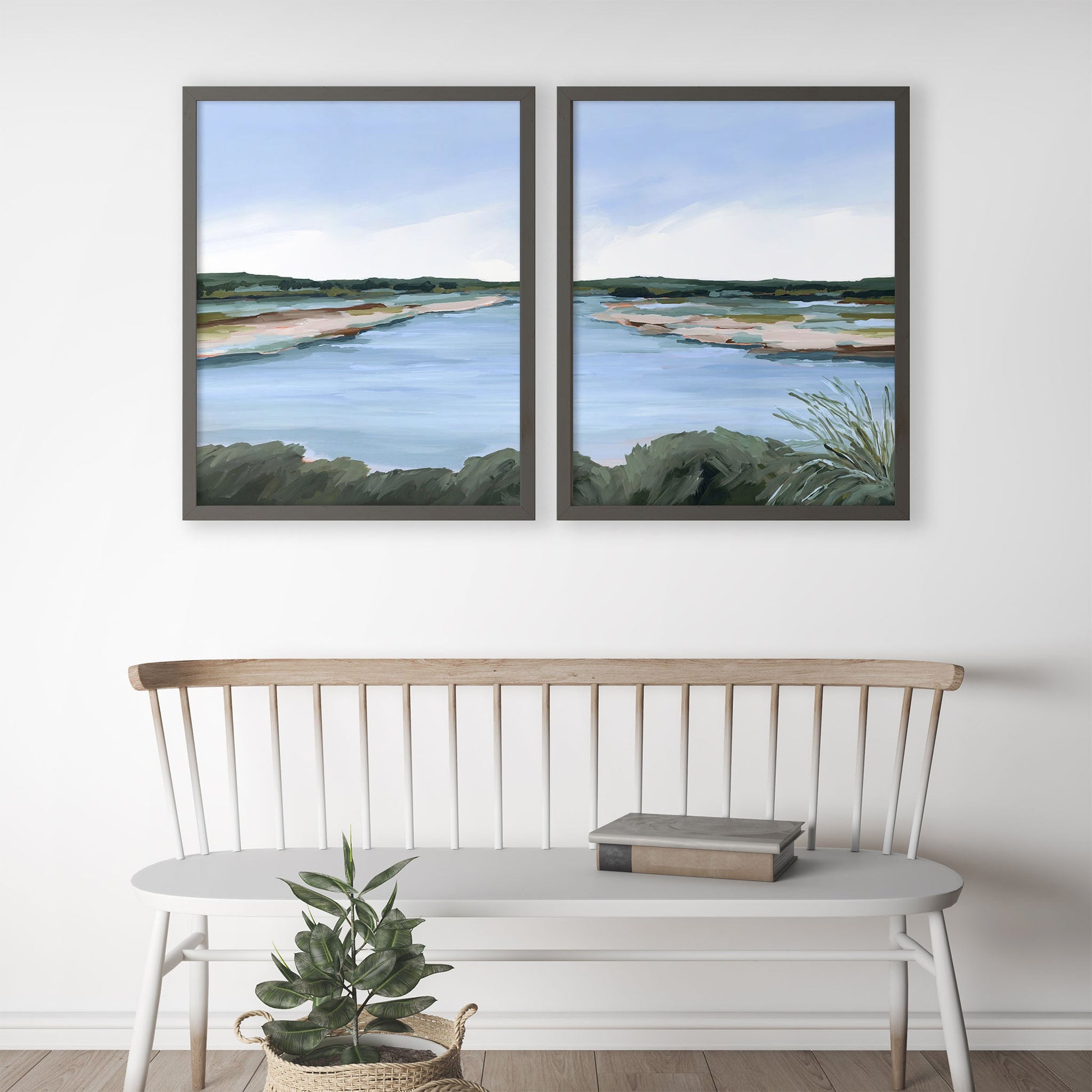 ’Lakeside Dream’ Diptych Art Print || Set of 2 - abstract - Artwork - Lake