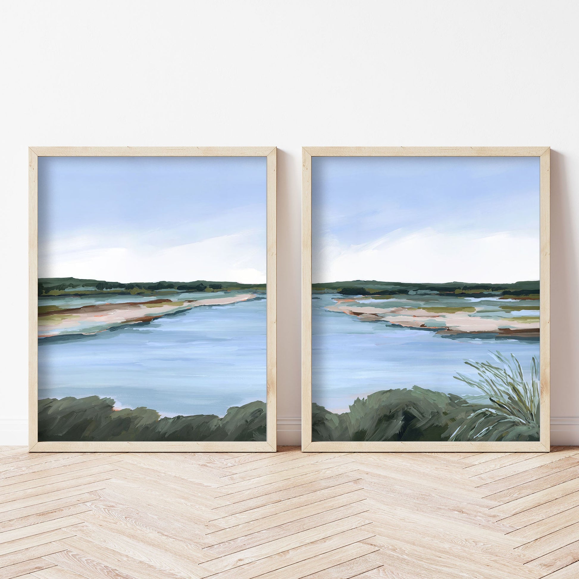 ’Lakeside Dream’ Diptych Art Print || Set of 2 - abstract - Artwork - Lake